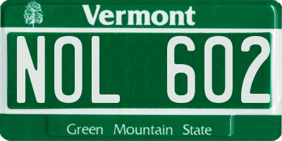 VT license plate NOL602