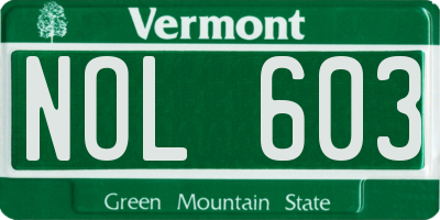 VT license plate NOL603