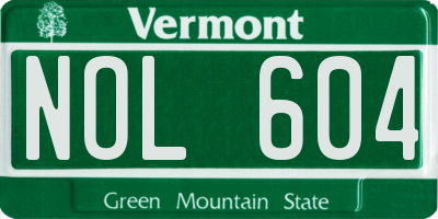 VT license plate NOL604