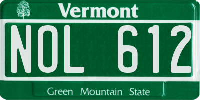 VT license plate NOL612