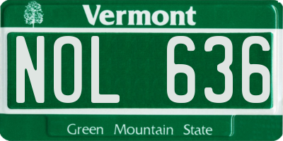 VT license plate NOL636