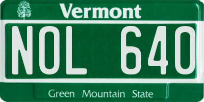 VT license plate NOL640