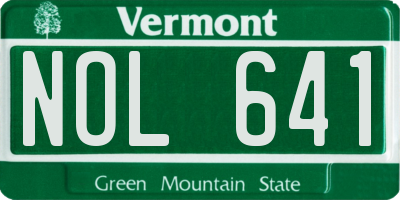 VT license plate NOL641