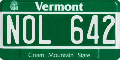 VT license plate NOL642