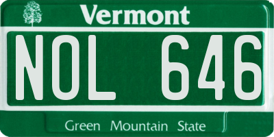 VT license plate NOL646