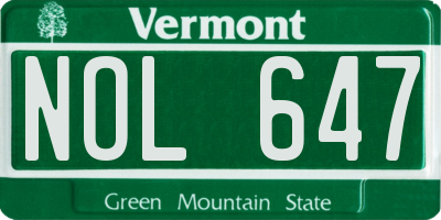 VT license plate NOL647