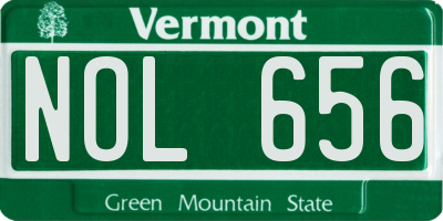 VT license plate NOL656