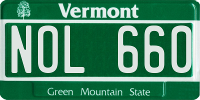 VT license plate NOL660