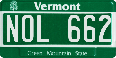 VT license plate NOL662