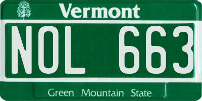 VT license plate NOL663