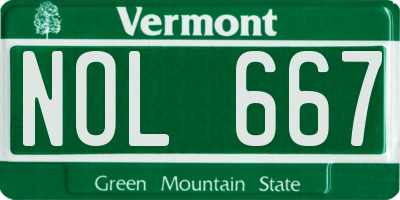 VT license plate NOL667