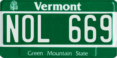 VT license plate NOL669