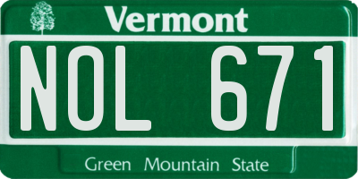 VT license plate NOL671