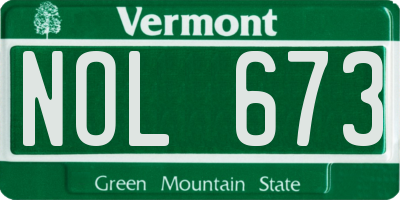 VT license plate NOL673