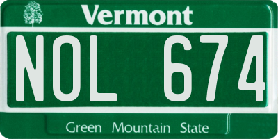 VT license plate NOL674