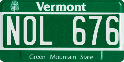 VT license plate NOL676