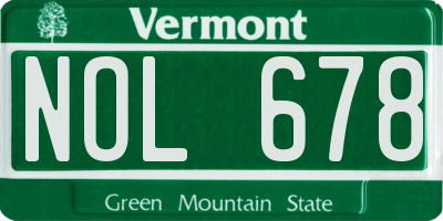 VT license plate NOL678