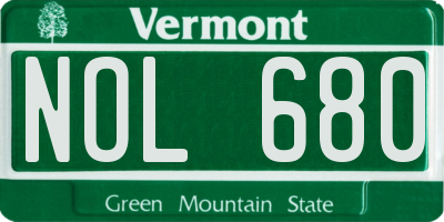 VT license plate NOL680