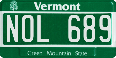 VT license plate NOL689