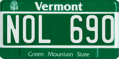 VT license plate NOL690