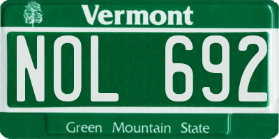 VT license plate NOL692