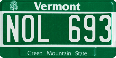 VT license plate NOL693