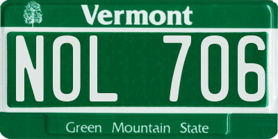 VT license plate NOL706