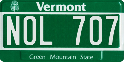VT license plate NOL707
