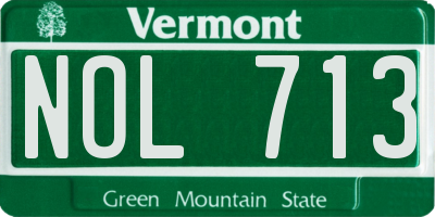 VT license plate NOL713