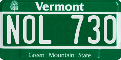 VT license plate NOL730