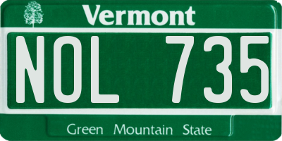 VT license plate NOL735