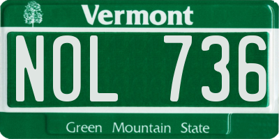 VT license plate NOL736