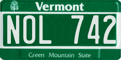 VT license plate NOL742