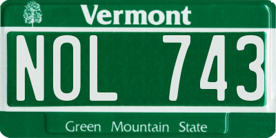 VT license plate NOL743