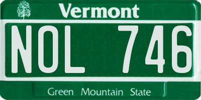 VT license plate NOL746