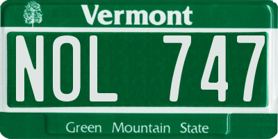 VT license plate NOL747