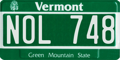 VT license plate NOL748