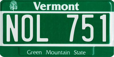 VT license plate NOL751