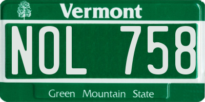 VT license plate NOL758