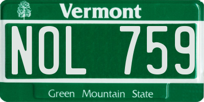 VT license plate NOL759