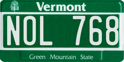 VT license plate NOL768