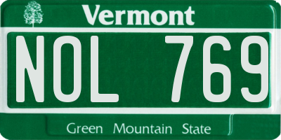 VT license plate NOL769