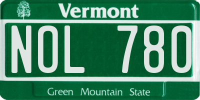 VT license plate NOL780