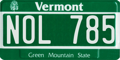 VT license plate NOL785