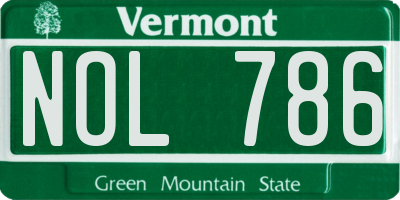 VT license plate NOL786