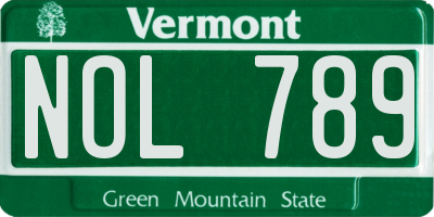 VT license plate NOL789