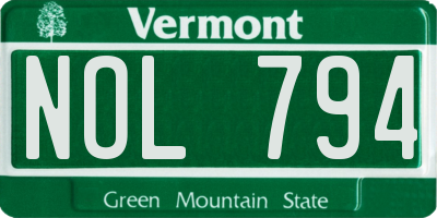 VT license plate NOL794