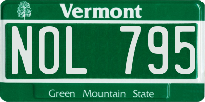 VT license plate NOL795