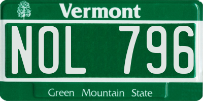 VT license plate NOL796