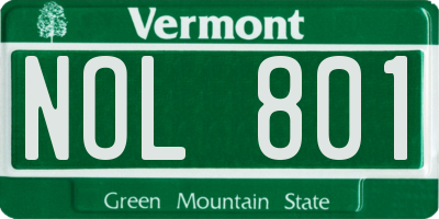 VT license plate NOL801